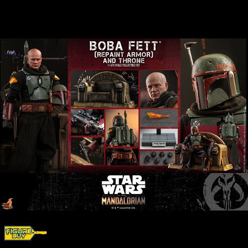 (이벤트 - 스페셜 에디션 랜덤 증정-빠른 배송 예약 상품)Hot Toys -TMS056- 1/6 사이즈- Star Wars: The Mandalorian -Boba Fet (Repaint Armor) and Throne