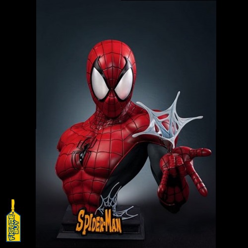 (예약 상품-히든 보너스 특전 추가 ) Queen Studios - 1/1 사이즈-comic book Spider-Man Bust - Black and red -300체 한정판